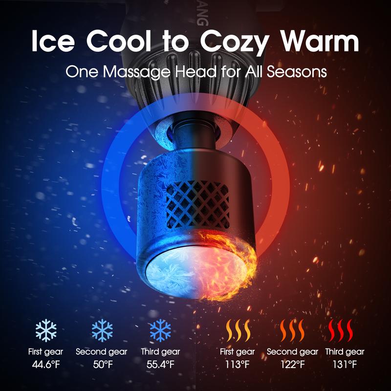 AERLANG Massage Gun with Heat and Cold Deep Tissue Percussion Massager for Pain Relief 7 Interchangeable Heads & LCD Display Travel-Friendly Gift