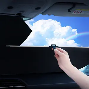 Newly Upgraded Retractable Car Sun Shade Windshield Visor for UV Rays & Heat Protection Collapsible Front Window Sunshade with Suction Cups Foldable for All Seasons