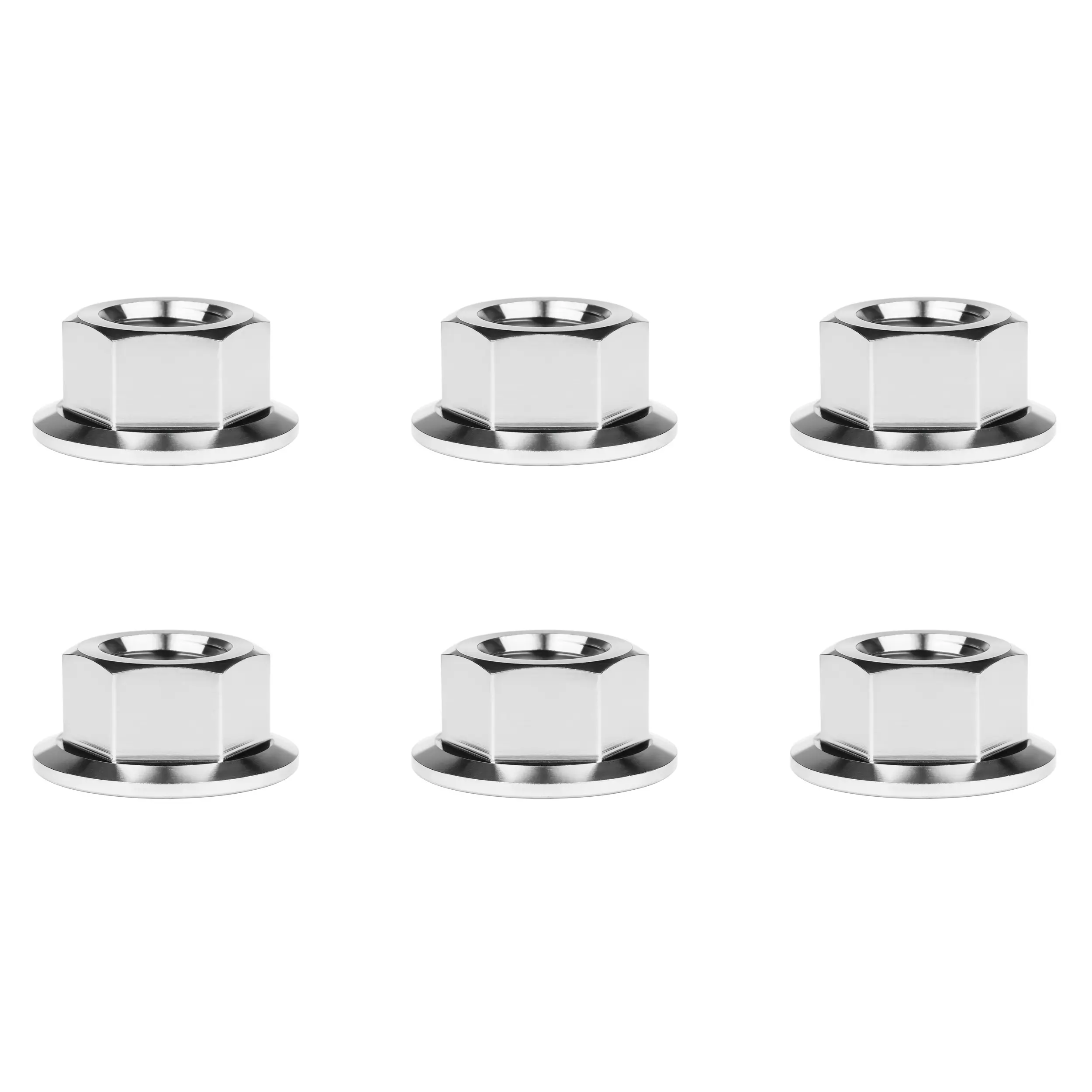 Wanyifa 6Pcs Titanium Alloy M10 Pitch1.25mm Flange Nuts Titanium Color Suitable for Motorcycle Decoration