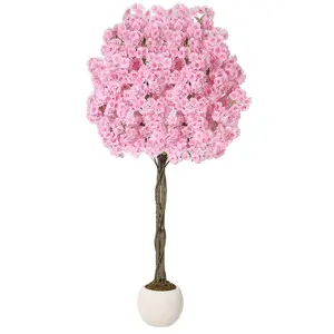 Garvee 6Ft Artificial Cherry Blossom Tree with Pink Silk Blossoms and Natural Trunk, Realistic Flowering Tree in Decorative Planter, Ideal for Home, Office, Indoor and Outdoor Decor
