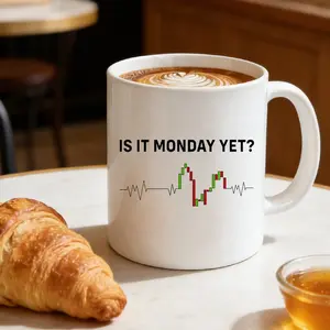 Is it Monday Yet Heartbeat Traders Gifts Investor Day Trading Stock Market Novelty Drinkware Ceramic Mug 11 oz
