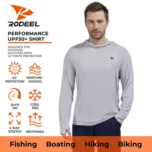 【RODEEL】929 Sun Hoodie Shirts w/ Thumbhole Men UPF 50+ UV Protection Long Sleeve Lightweight Quick Dry Moisture Wicking Breathable Cooling Athletic Activewear for Outdoor Sports Gym Workout Running Hiking Fishing Construction Landscaping,  Holiday Gift