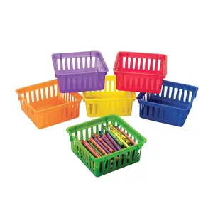 5 1/4" x 2 1/4" Classroom Small Square Bright Color Storage Baskets - 6 Pc.