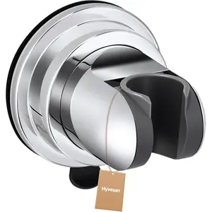Removable No Drill Wall Mount Universal 360° Adjustable Suction Shower Head Holder Chrome, Fits 1/2 Hose for Handheld Shower Head