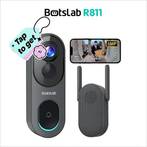 Botslab 5/3MP Doorbell Camera Wireless, 360° Panoramic View, No Monthly Fee, 1:1 Head to Toe, 5MP Video Doorbell Battery, 2.4GHz Home, doorbell camera