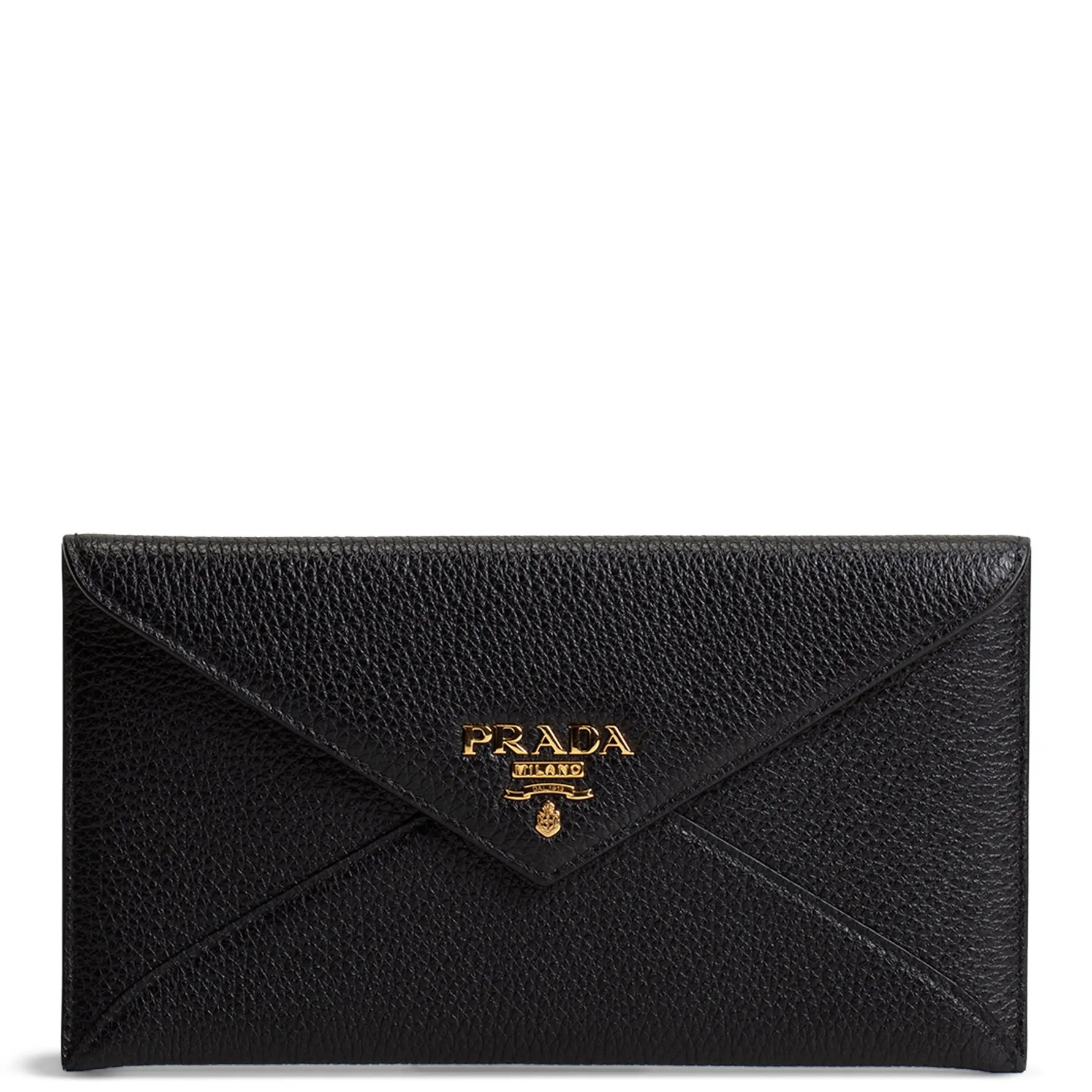 Pre-owned PRADA Pebbled Calfskin Leather Clutches & Wristlets Pebbled Leather Envelope Pouch