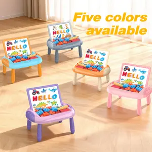 Double-Sided Drawing Board, Magnetic Drawing Board for Kids with Magnetic Alphabet & Numbers Chalk and Watercolor Set, Best Gift for 1 2 3 Year Old and UP