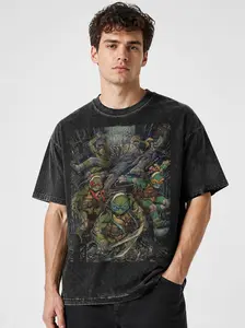 Teenage Mutant Ninja Turtles Animated Vintage Unisex T-Shirt, Cotton Crewneck T-Shirt - Medium, Short Sleeve, Casual Streetwear Printed Tee Menswear Top