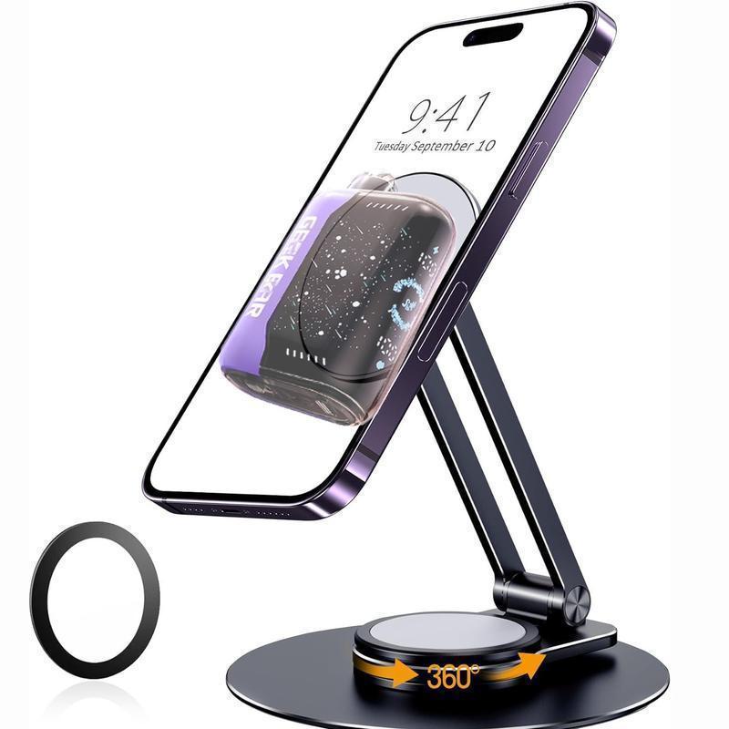 GE,EK 25 Cell Phone Stand, Foldable Aluminum Adjustable Phone Holder for Desk Portable Travel Essentials Office Accessories for iPhone 17 16 15 14 13 Pro Max Samsung