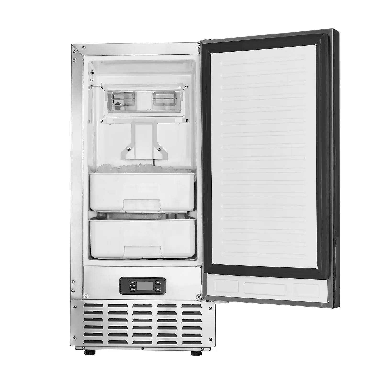 【Summerfinds】VEVOR Undercounter Built-in Ice Maker 66 Lbs/Day Under Counter Nugget Ice Maker Machine with Reversible Door Stainless SteelFreestanding Ice Maker for Commercial Home KitchenElectric Drainage