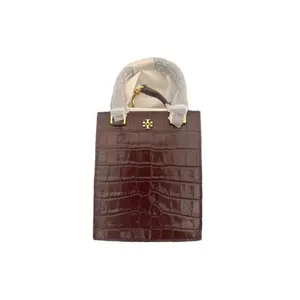 Tory Burch Emerson Mini Tote Bag With Adjustable Detachable Strap In Crocodile Embossed Leather For Women In Wine Red