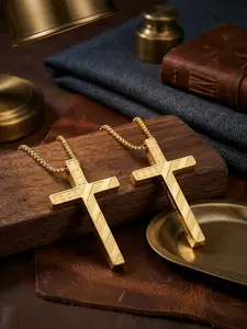 Unisex Stainless Steel Cross Necklace, Trendy Fashion Accessory, Versatile Design for Men and Women, Unique Style Jewelry