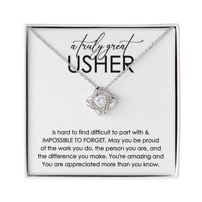 Usher Necklace, Gift for Usher, Thank You Usher, Appreciation for Usher, Retirement Gift for Usher, Wedding Party Gift, Gift for Women