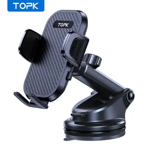 TOPK Adjustable Car Phone Holder, 360° Rotation Car Cellphone Mount for Up to 6.7'' Phones, Universal Car Interior Accessories for Most Smartphones