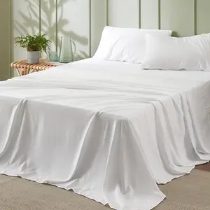 Elegant Solid Color 4-Piece Microfiber Sheet Set Ultra-Soft Breathable Deep Pocket Three-Needle Embroidery Bedding Year-Round Machine Washable King Queen Full Twin bed sheets bed sheet set beddingsheetset