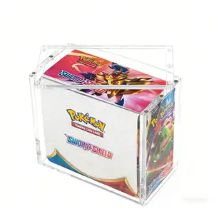 Booster Box Transparent Acrylic Magnetic Protection Case, Durable 5mm Acrylic Shell, Display and Storage Compatible with Pokemon Expansion Packs, Trade Card Box
