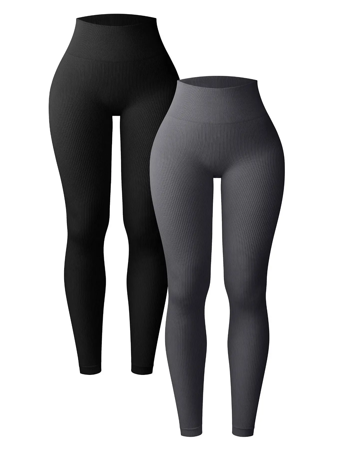 Women's Basic Solid Color High Waist Sports Tummy Control Leggings, Casual Comfy Breathable Seamless High Stretch Skinny Pants for Yoga Gym Workout Ru