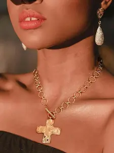 Vintage Cross Pendant Necklace for Women & Girls, Fashion Jewelry for Party, Daily Clothing Decor, Trendy All-match & Exquisite Jewelry for Birthday Gift