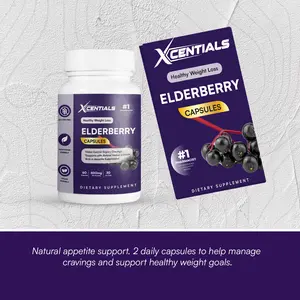 Xcentials Elderberry Immune Complex - Vitamin C D3 & Zinc Quercetin for Daily Defense - Natural Healthcare Supplement - 60 Veggie Capsules - Gluten Free Vegan Friendly - Dietary