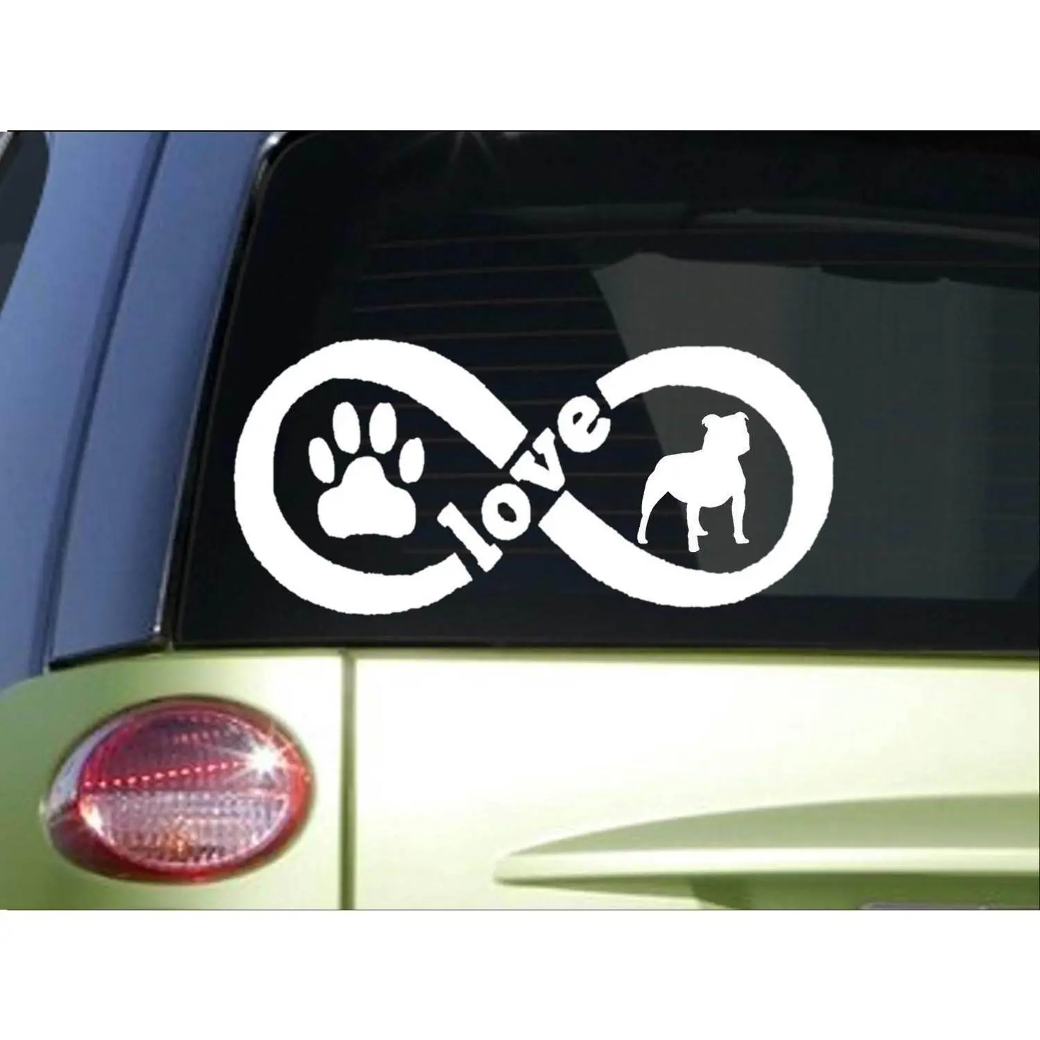 Staffordshire Bull Terrier Infinity sticker *H425* 4 x 8.5  inch Staffy Bull