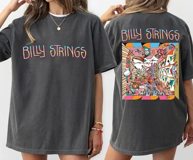 Women's Fitted Cotton Casual Tshirt - Billy Strings Bluegrass Legend Print, Psychedelic Jam Band Graphic, TikTok Trend Streetwear Top, Round Neck, Classic Crew, Digital Print, Psychedelic Art, Casual Tee, Women's Clothes, Bold Graphic, 3Xl