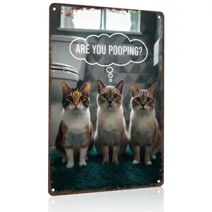 8x12 Inch Aluminum Metal Sign - "Are You Pooping?" Hilarious Cat Bathroom Decor |   Ideal for Home, Man Cave, Dorm, and Cat Lovers' Restrooms |   Whimsical Tin Plaque, Easy to Mount, Funny Toilet Humor Art, Perfect Housewarming Gift