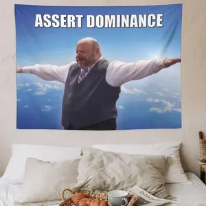 Bertram Superior Assert Dominance Wall Tapestry  3 X 5 Ft Meme Funny Flag Tapestries Hanging for Bedroom, College Dorm Or Living Room for Home Decor Gifts