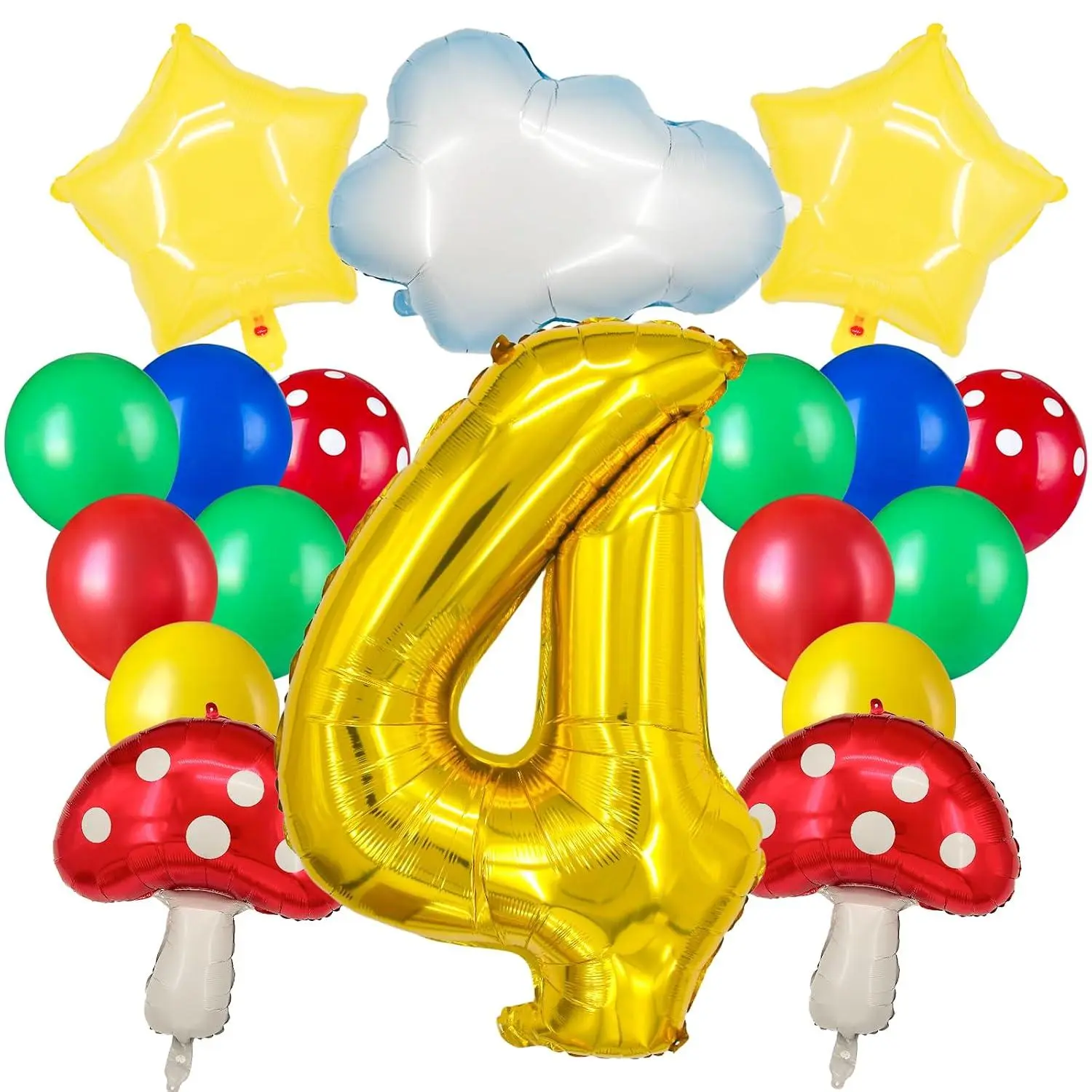 18-Piece Balloon Combo With 40-Inch Foil Digit Balloon,For Cartoon Gaming Party Decorations, For Birthdays And Theme Celebrations (No. 4)