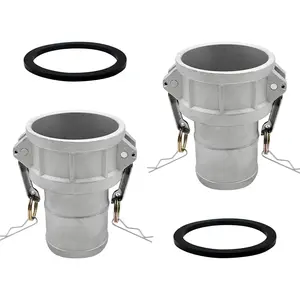 2PCS Aluminum Global Cam and Groove Hose Fitting C-300 3" Type C with 2 PCS Camlock Gasket Female Camlock with a Hose Shank (3 inch, Type C)