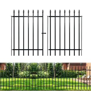 Black Metal Garden Fence — 36" High x 28" Wide, 5-Piece Set (4 Fence Panels + 1 Gate), Total Length 11.6 Feet; Foldable Metal Border Fence suitable for Landscaping, Pet Enclosures, Flower Beds, Courtyards, and Animal Containment.