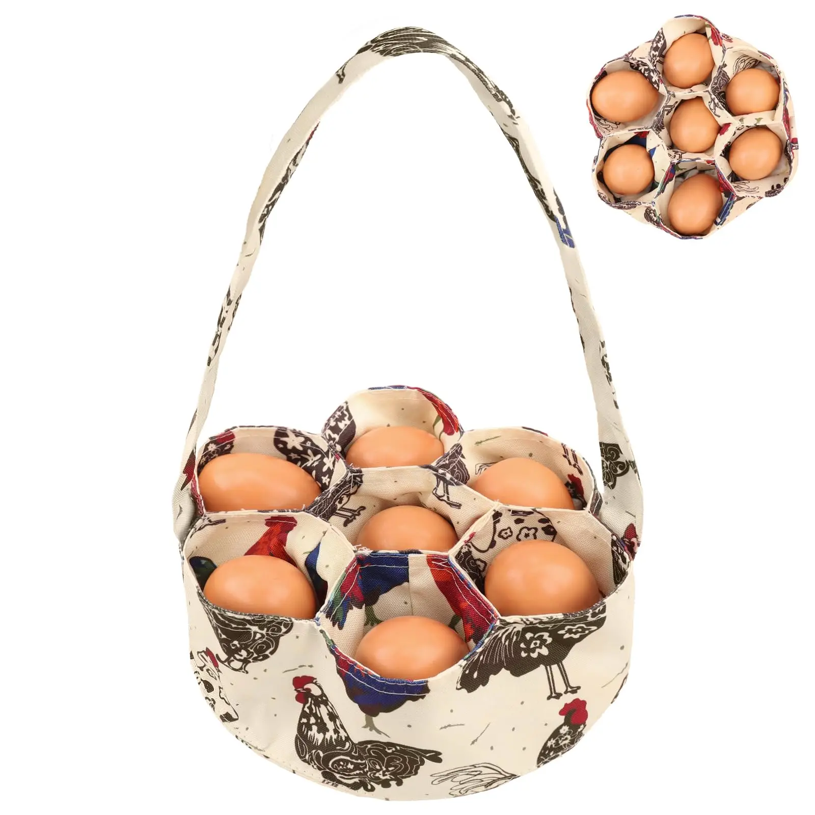 Egg Bags  Egg Basket Mini Egg Collecting Basket Egg Gathering Basket with 7 Pouches for Farmhouse Chicken Hen Duck Goose Housewife Garden Transporting Storage- 1 Pack