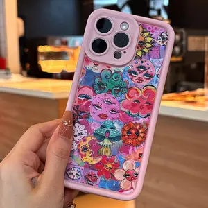 Fashion Flower Pattern Phone Case, Decorative Phone Protector Cover, Shockproof Mobile Phone Protective Cover Compatible with iPhone