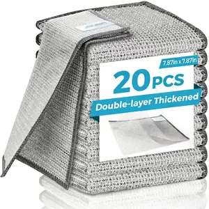 Non-scratch Pot and Bowl Single-layer Thickened High-efficiency Silver Thread Cleaning Dishcloth Home Dual-sided Mesh Cloth Steel Wire Quick-drying Dishcloth Super Absorbent Reusable Soft Brushed Microfiber Stain Resistant Washable Kitchen Disposable Pack
