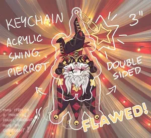 Pierrot Chibi Cute Keychain (Flawed) 3'