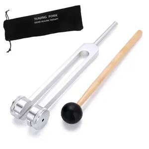 128 Hz C-Tuning Fork, Synthetic Alloy Made from Steel Bar, Lightweight Portable Percussion Instrument with Consistent Frequency Accuracy & Percussion Hammer Mallet