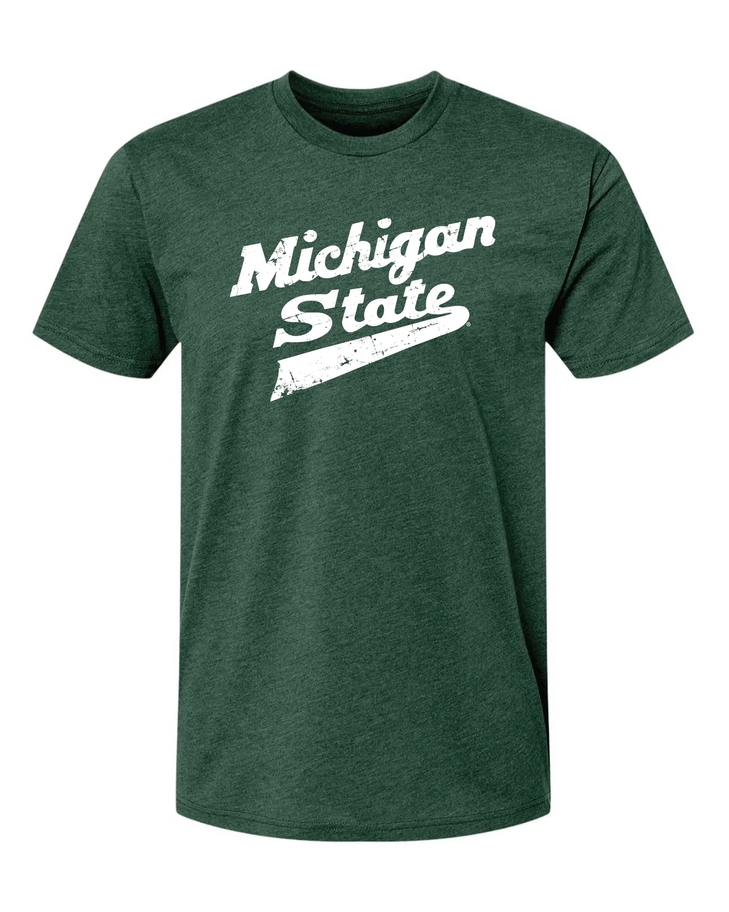 MSU Distressed Hockey Logo Green T Shirt