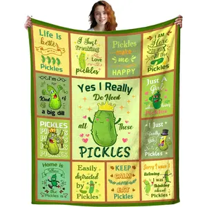 Blanket Gifts for Pickle Lovers Women Kids,Funny Pickles Lover Blankets for Aduts Men Boys Bed Sofa Couch Living Room Decor All Season