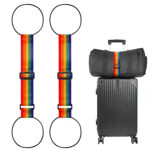 2pack Multi Use Strong Adjustable Luggage Connector Straps For Suitcases Rainbow Travel Straps Secure Organize Anti Theft Straps