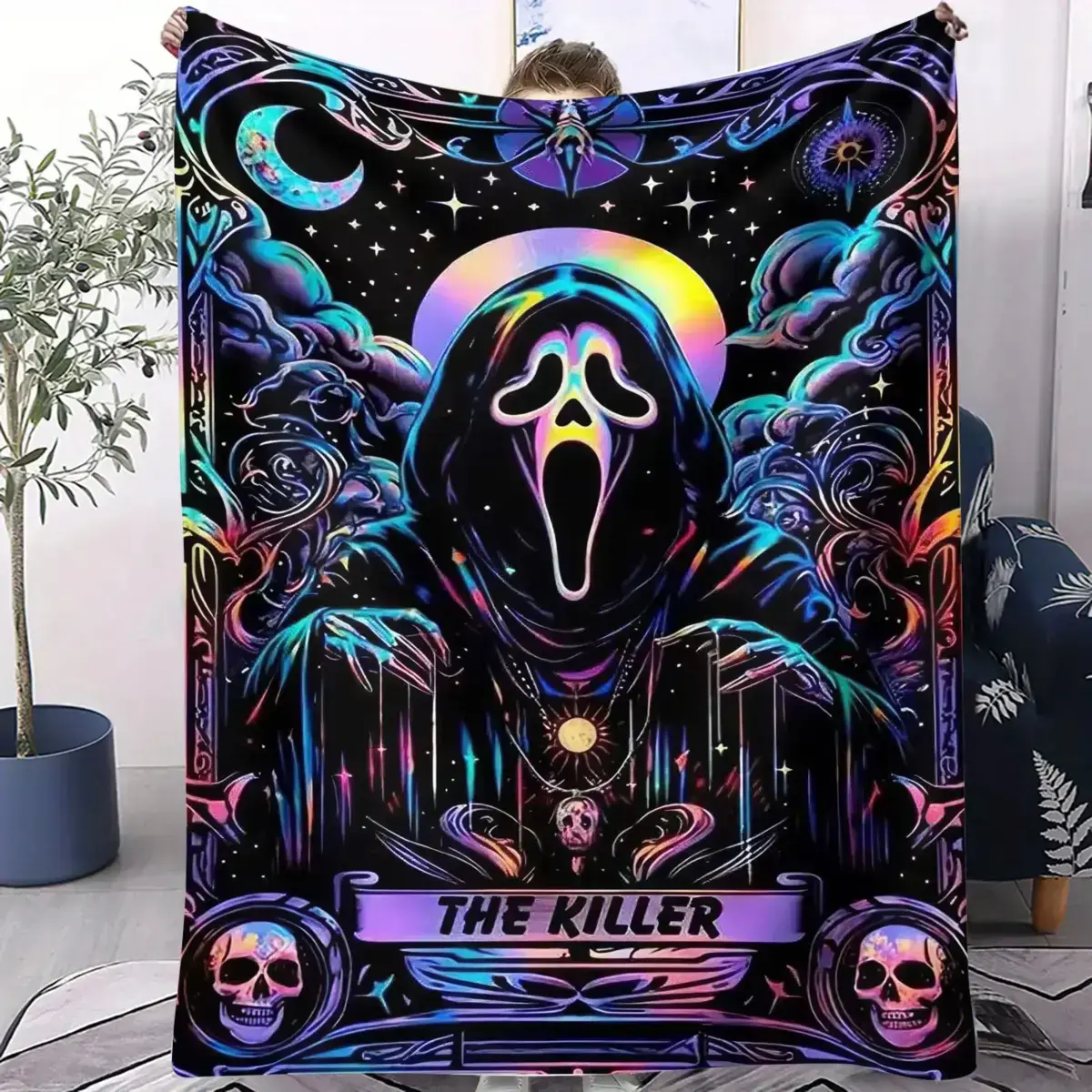 Soft Flannel Plush Throw Blanket - Skeleton Print, Retro Look, Warm, Lightweight, Cozy, 1 Single-Sided Printed, Suitable for Adult Beds, Throw Blankets