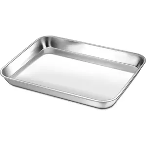 P&P CHEF 9 Inch Baking Cookie Sheet, Oven Pan Tray Stainless Steel Sheet Pan for Kitchen, Oven Bakeware for Multi Uses, Shiny Look & Dishwasher Safe, Healthy & Heavy Duty, 1Pc