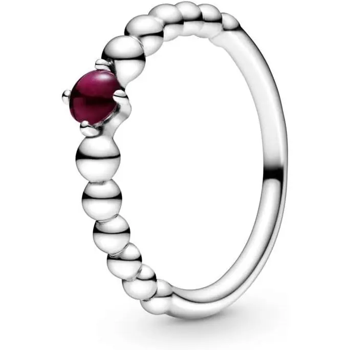 PANDORA January Dark Red Beaded Ring 198867C08-52