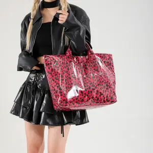 【Local Delivery】Maxoner Print Large Tote Bag for Women Travel Work Shopping Beach Leopard Spacious Versatile Hand Wash Only Lightweight Multi-Functional Use - Luggage Handbag