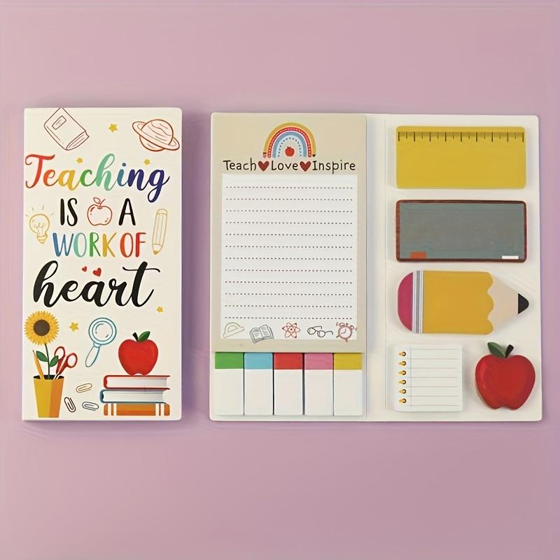 Teaching is a work of the mind "Post-it notes set-colorful, self-adhesive pad, with educational design, suitable for teachers-including notebooks, plan books, pencil boxes, etc.-ideal school or office supplies, teachers' gifts.