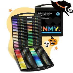ENMY 80 Colors Acrylic Paint Markers, Direct Liquid Acrylic Paint Marker Pen, Fabric Markers for Textile, Canvas, Rock, Glass, Wood, Paper, DIY, Acrylic Coloring Pens for DIY Craft Supplies