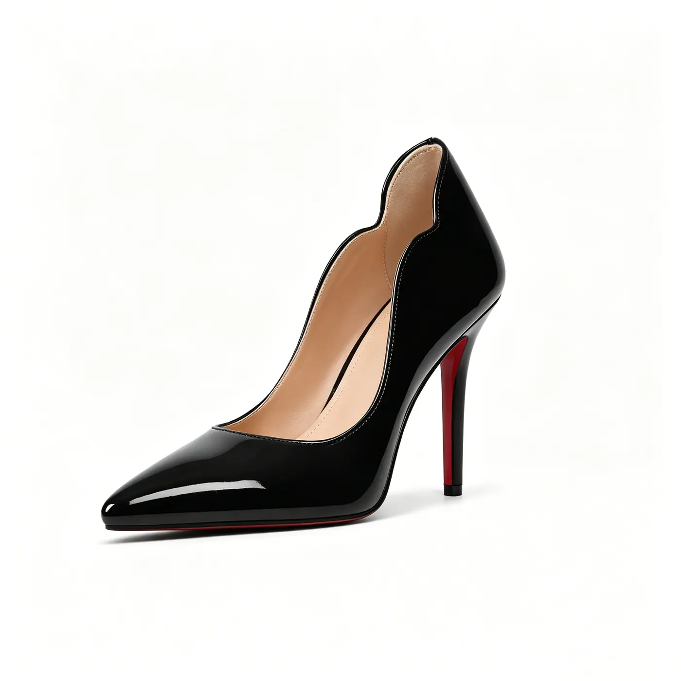 Women's Custom Patent Leather Stiletto Heeled Pumps - Chic Pointed Toe Footwear with Red Bottoms, Patterned Elegant Business Shoes for Spring Wedding, Office Wear