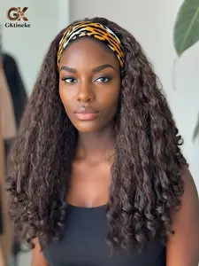Gktineke New Afro Curly Headband Wig Synthetic Braided Hair Texture With Unique Bouncy Curls In The End 22 Inch Soft Curly Headband Wigs For Women Glueless Afro Wig