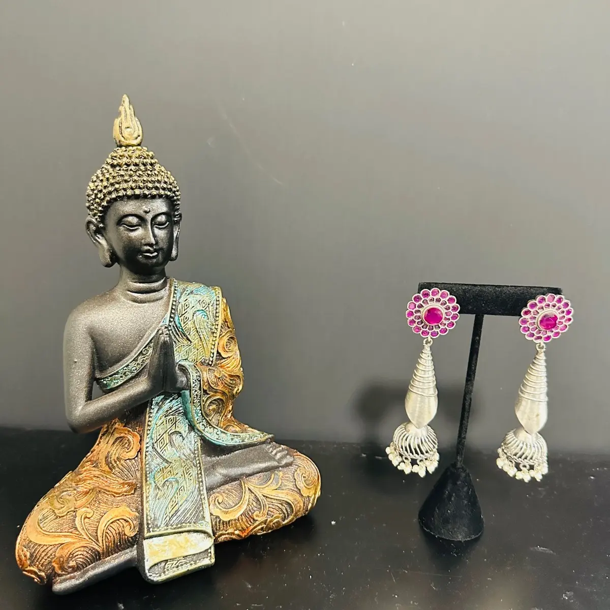 Purple Oxidized Cone Jhumkas