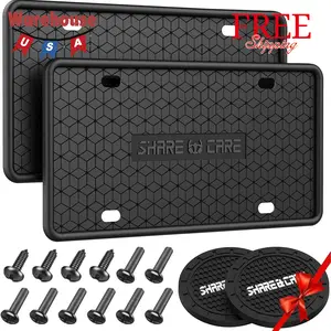 2 Pack Silicone License Plate Frame, Front Back License Plate Cover