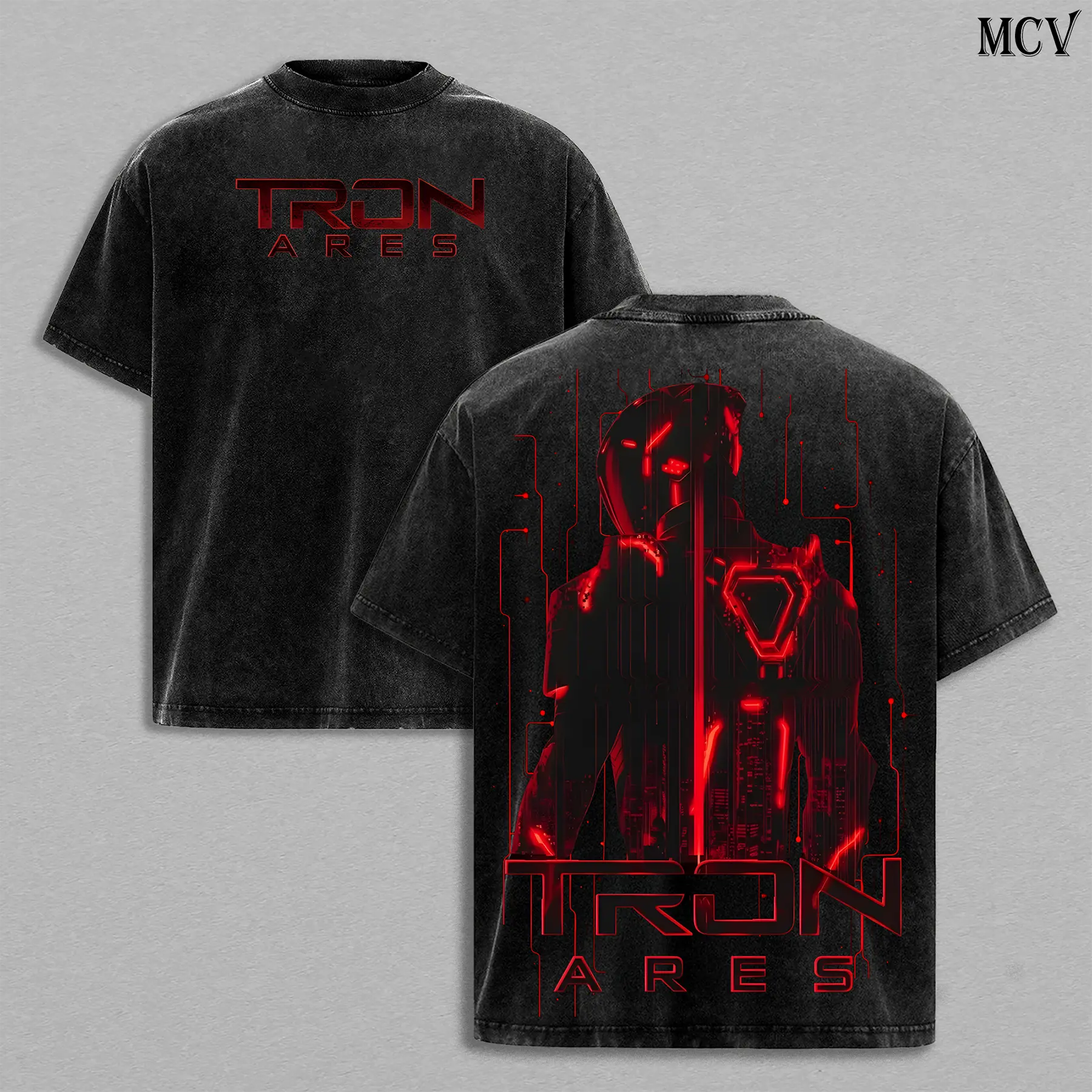 Tron: Ares Movie T-Shirt – Neon Grid Sci-Fi Vintage Washed Oversized Heavy Cotton Tee, Futuristic Cyberspace Graphic Top, Unisex Retro Streetwear Inspired by Digital World