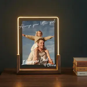 Personalized Dad Photo Lamp, Custom Father Daughter Night Light, Acrylic LED Plaque, Father’s Day Gift from Daughter, Dad Keepsake L55